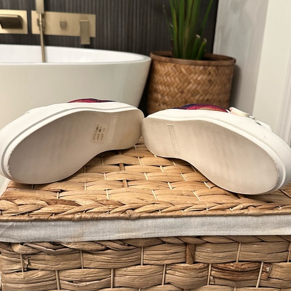 Kurt Geiger Rainbow Stripe White Sneakers - Picture 3 of 3